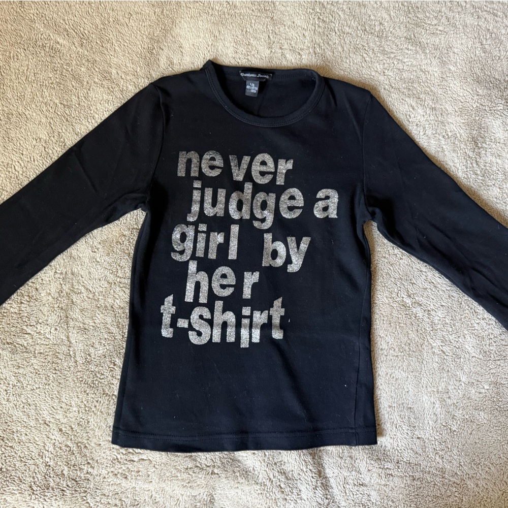 Streetwear Society Black Long Sleeve Tee with Silver Glitter Text
